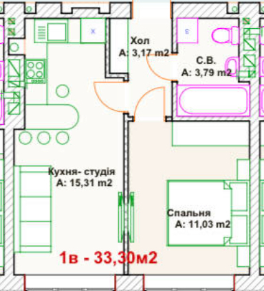 Продажа 1-комнатной квартиры 33.3 м², Троицкая ул., 17