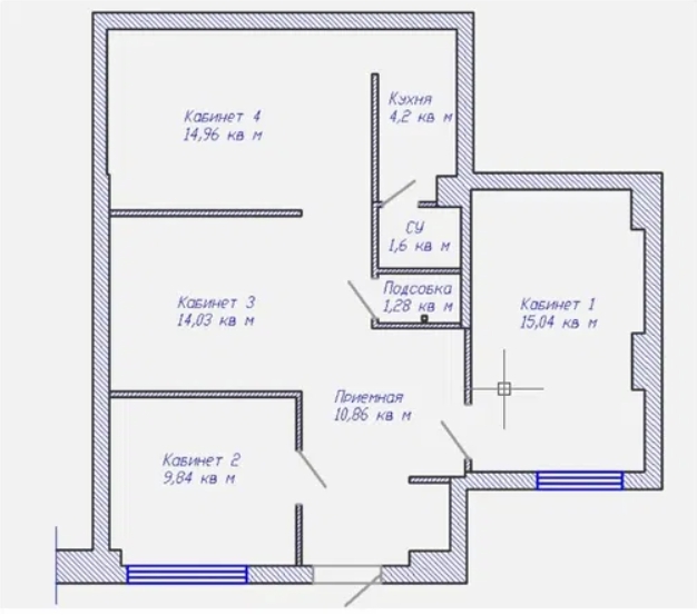 Аренда офиса 75 м², Краснова ул.