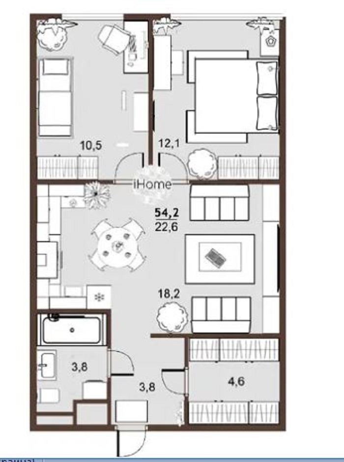 Продажа 2-комнатной квартиры 54 м²