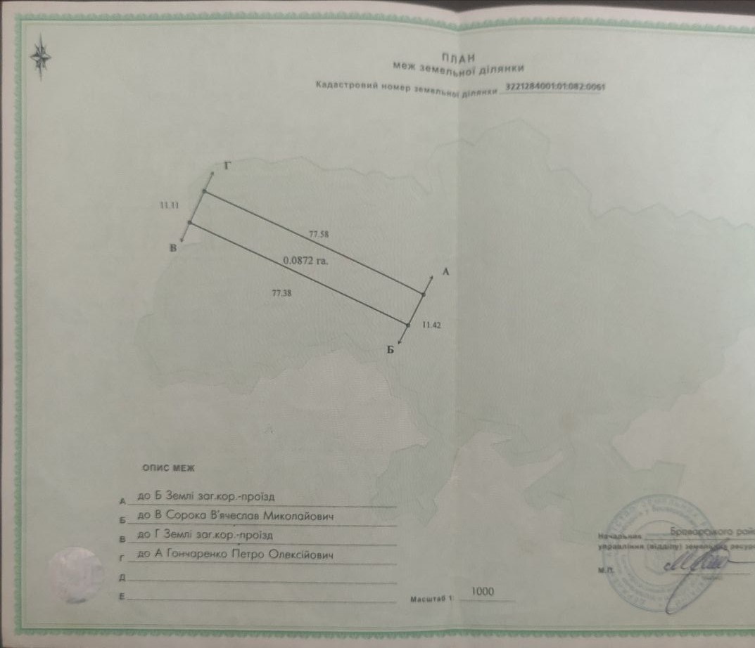 Продаж ділянки для особистого сільського господарства 8.72 соток