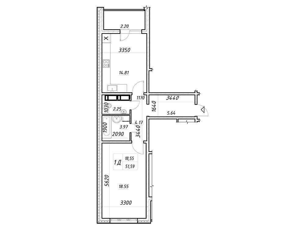Продажа 1-комнатной квартиры 52.8 м², Коноплянская ул., 22