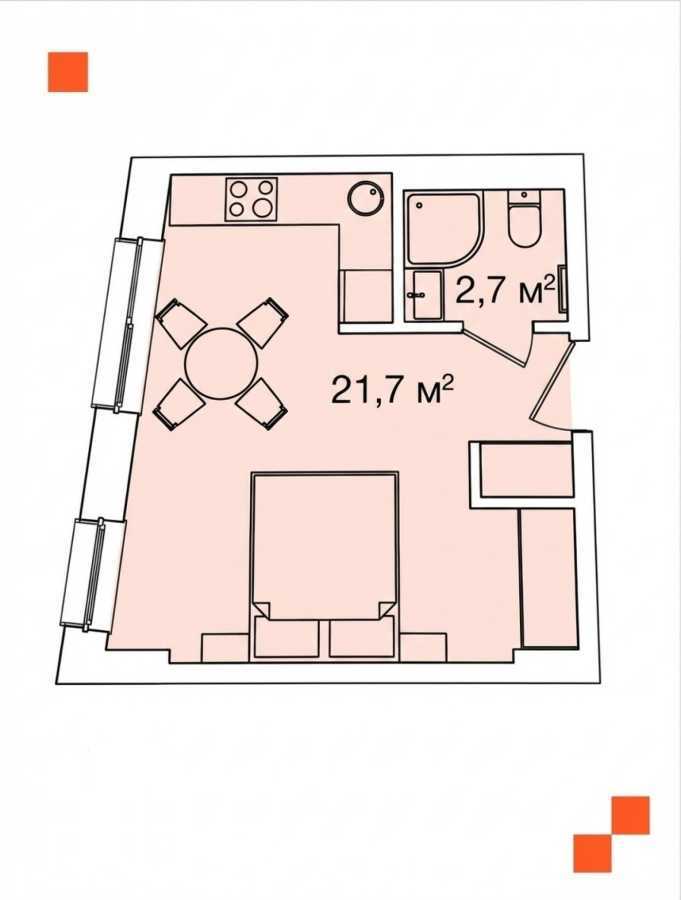 Продажа 1-комнатной квартиры 24 м², Тараса Шевченко ул.