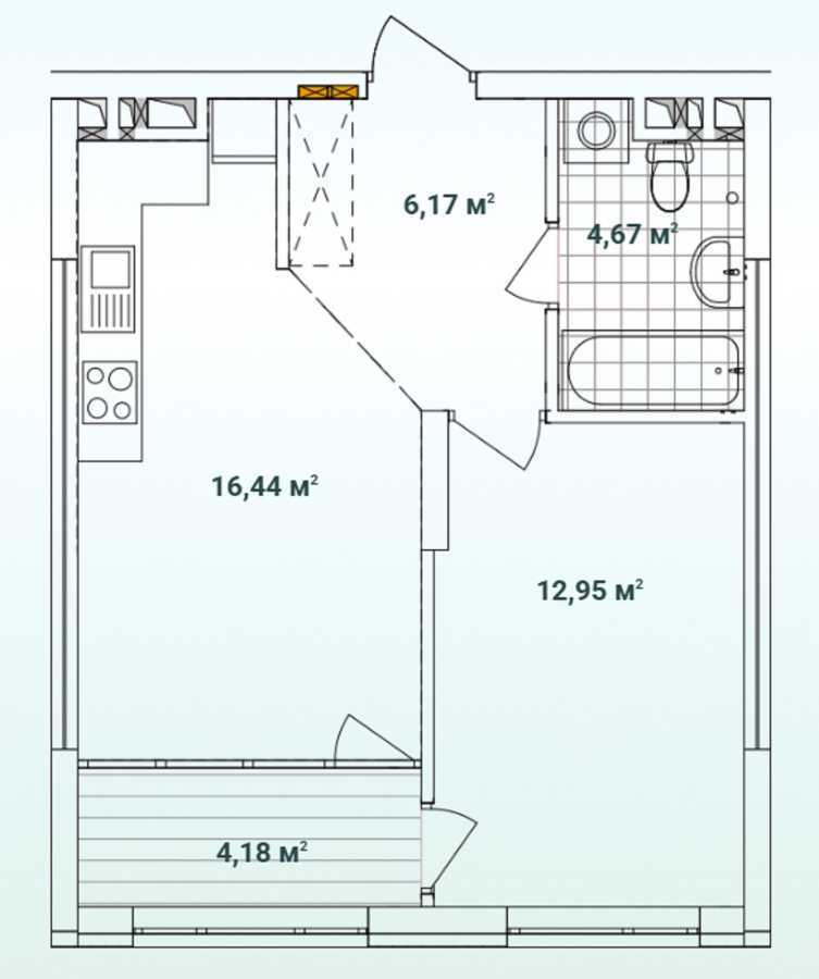 Продажа 1-комнатной квартиры 44.41 м², Александра Олеся ул., 10-2