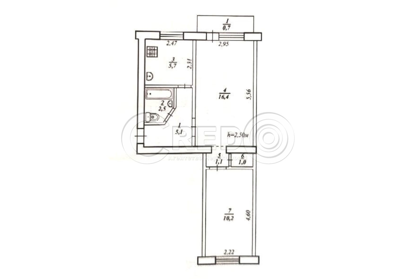 Продаж 2-кімнатної квартири 42.7 м², Металургів