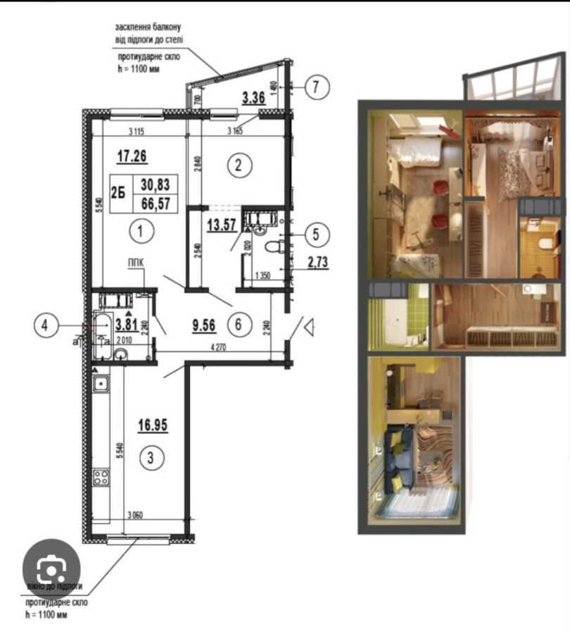 Продаж 2-кімнатної квартири 66.83 м², Бориса Гмирі вул., 22Б