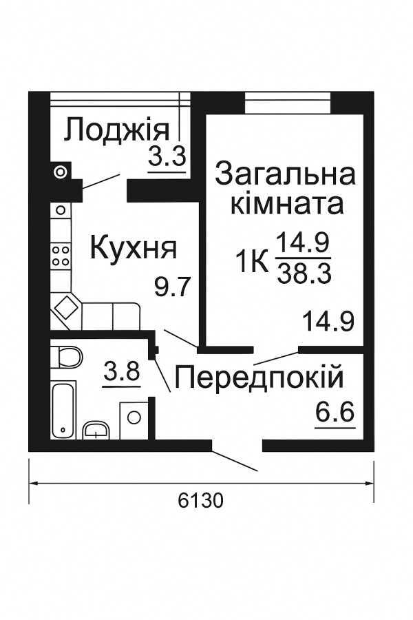 Продаж 1-кімнатної квартири 38 м², Відпочинку, 3