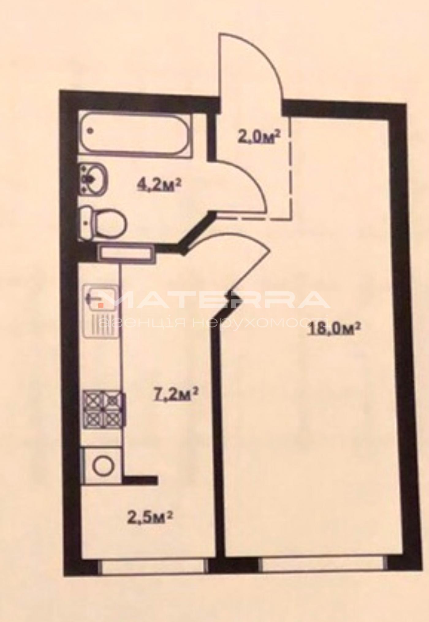 Продаж 1-кімнатної квартири 33.5 м², Гатненський просп.