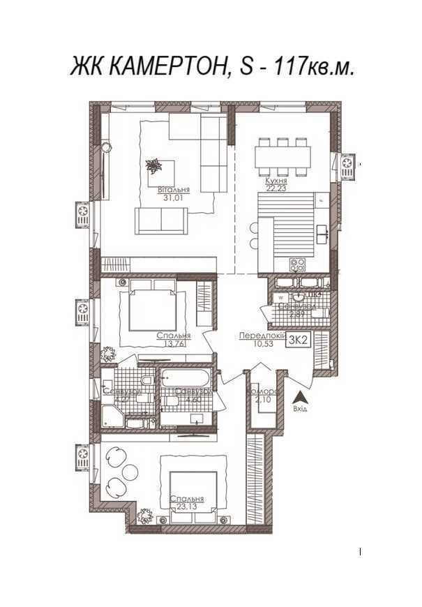 Продажа 3-комнатной квартиры 117 м², Речная ул., 4