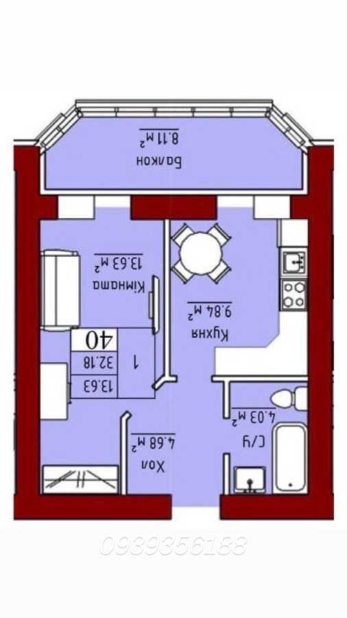 Продаж 1-кімнатної квартири 41 м², Бишевська, 13