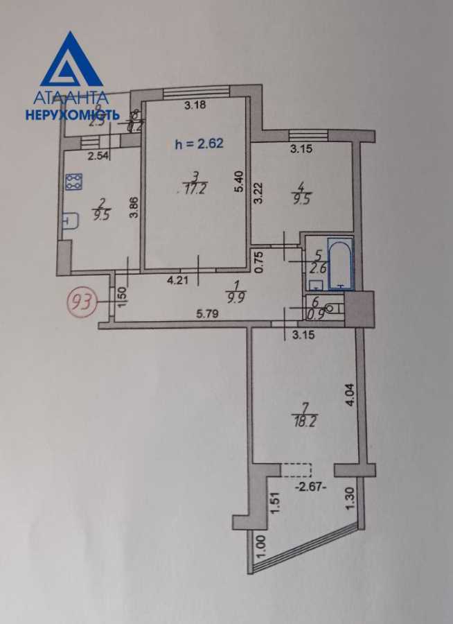 Продажа 3-комнатной квартиры 70.5 м², Соборности просп., 34