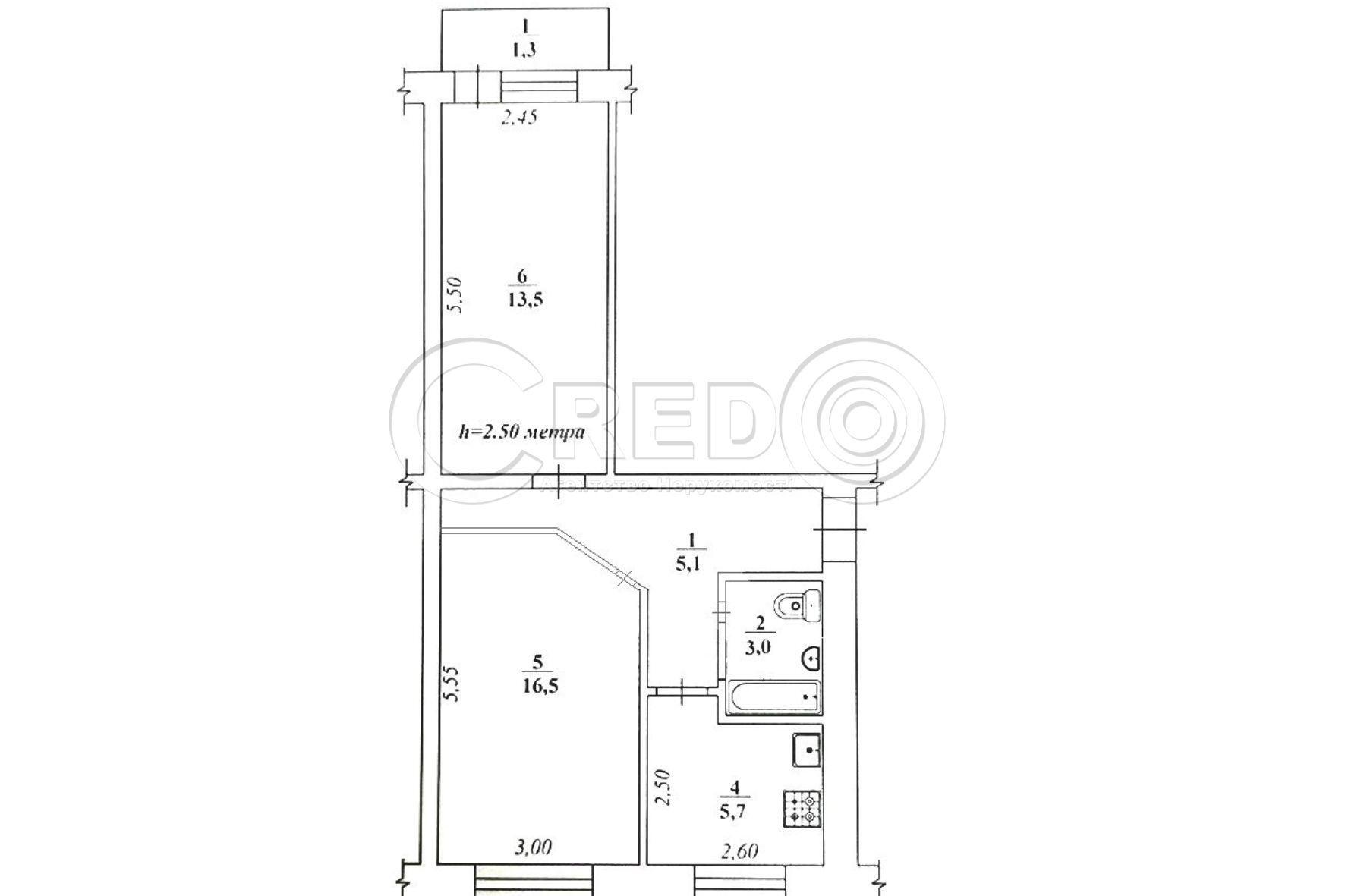 Продажа 2-комнатной квартиры 45.1 м², Корнія Речмидила