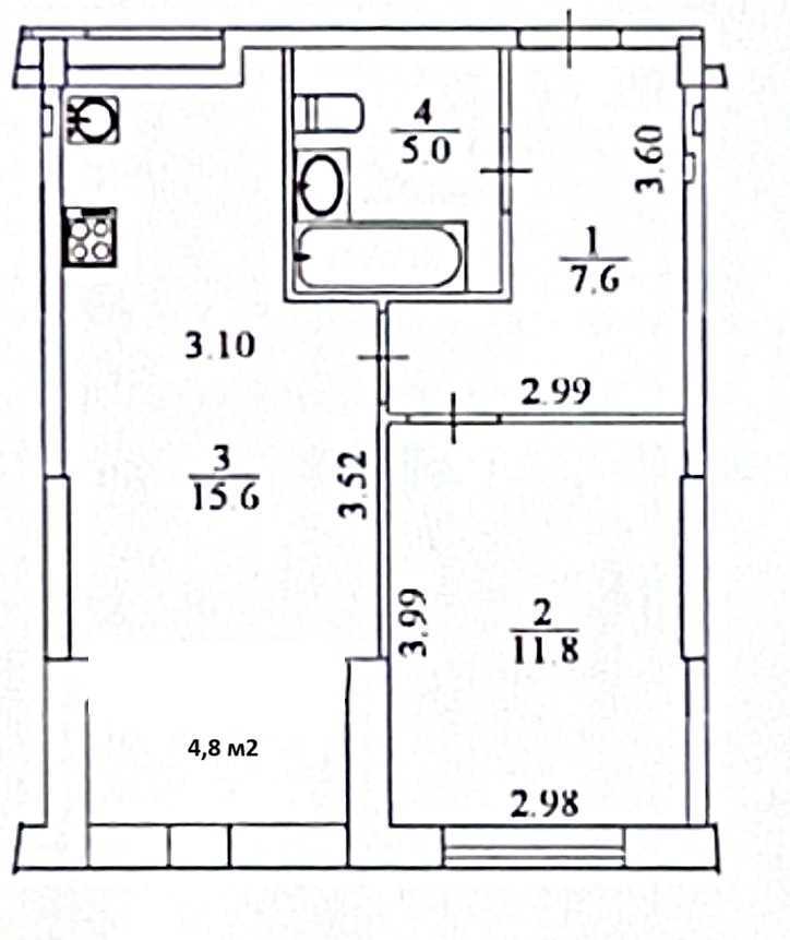 Продажа 1-комнатной квартиры 44 м², Тадея Рыльского бул., 1