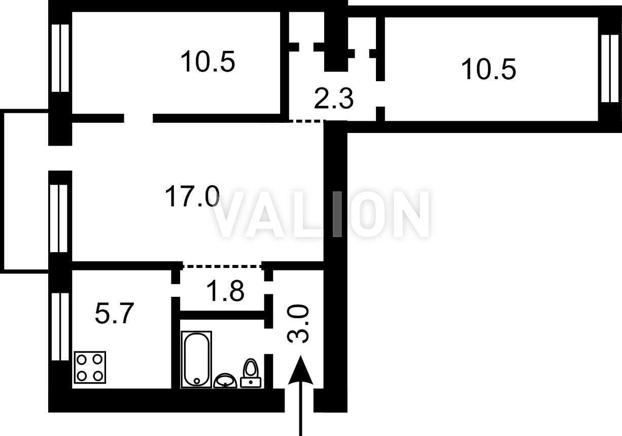 Продаж 3-кімнатної квартири 55.6 м², Новодарницька вул., 23/7