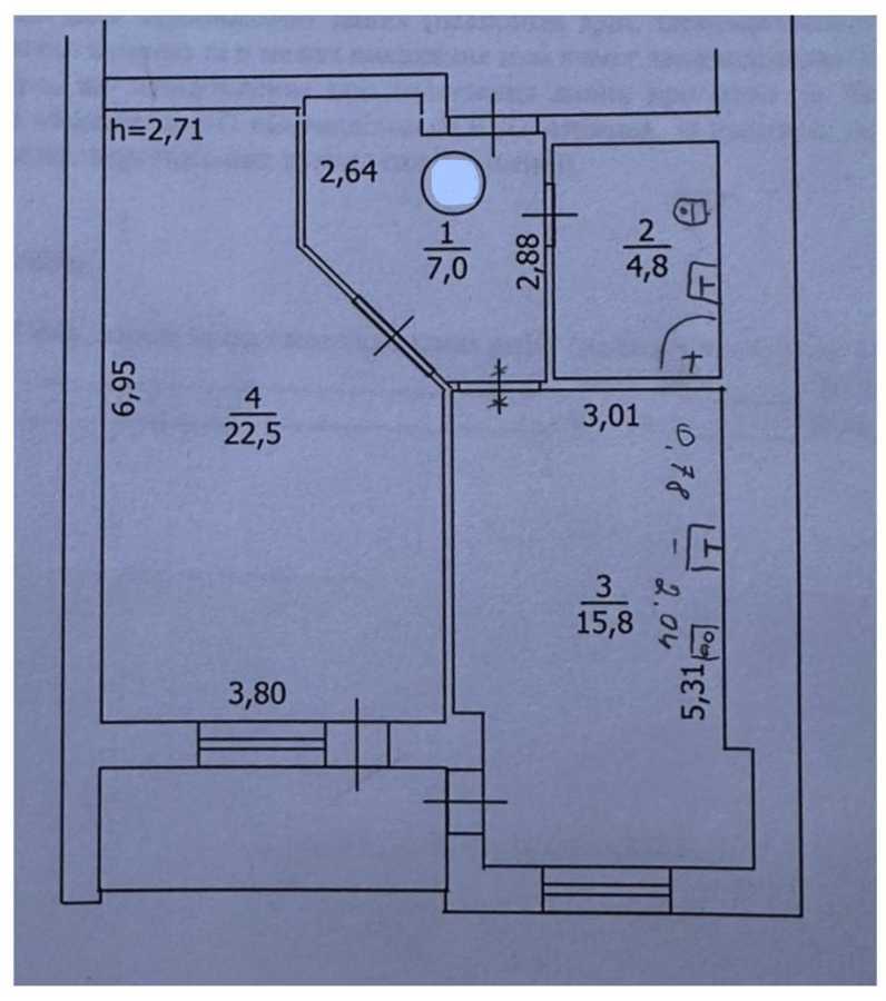 Продаж 1-кімнатної квартири 52.7 м², Головатого вул., 77А