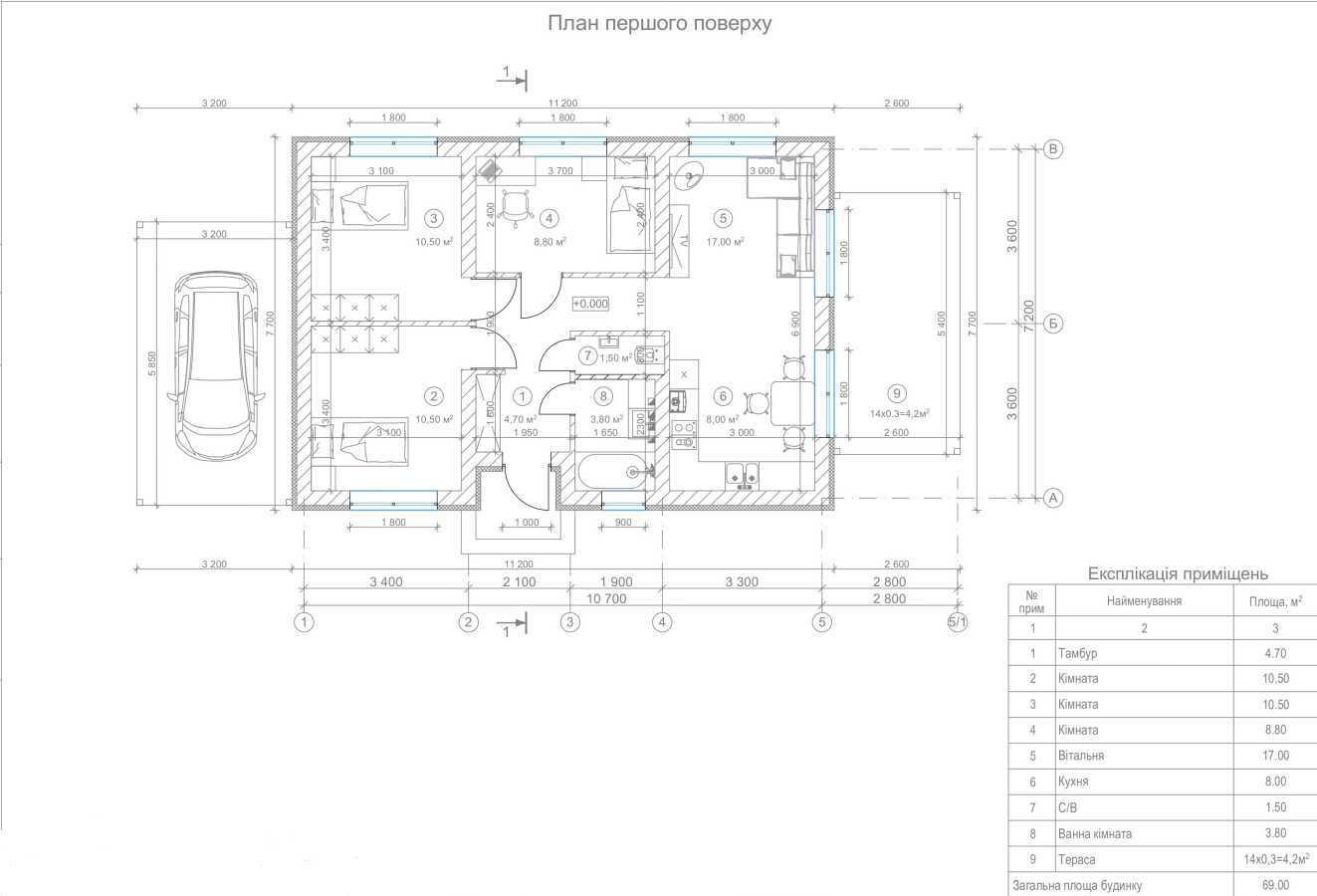 Продажа коттеджа 69 м², Полтавська
