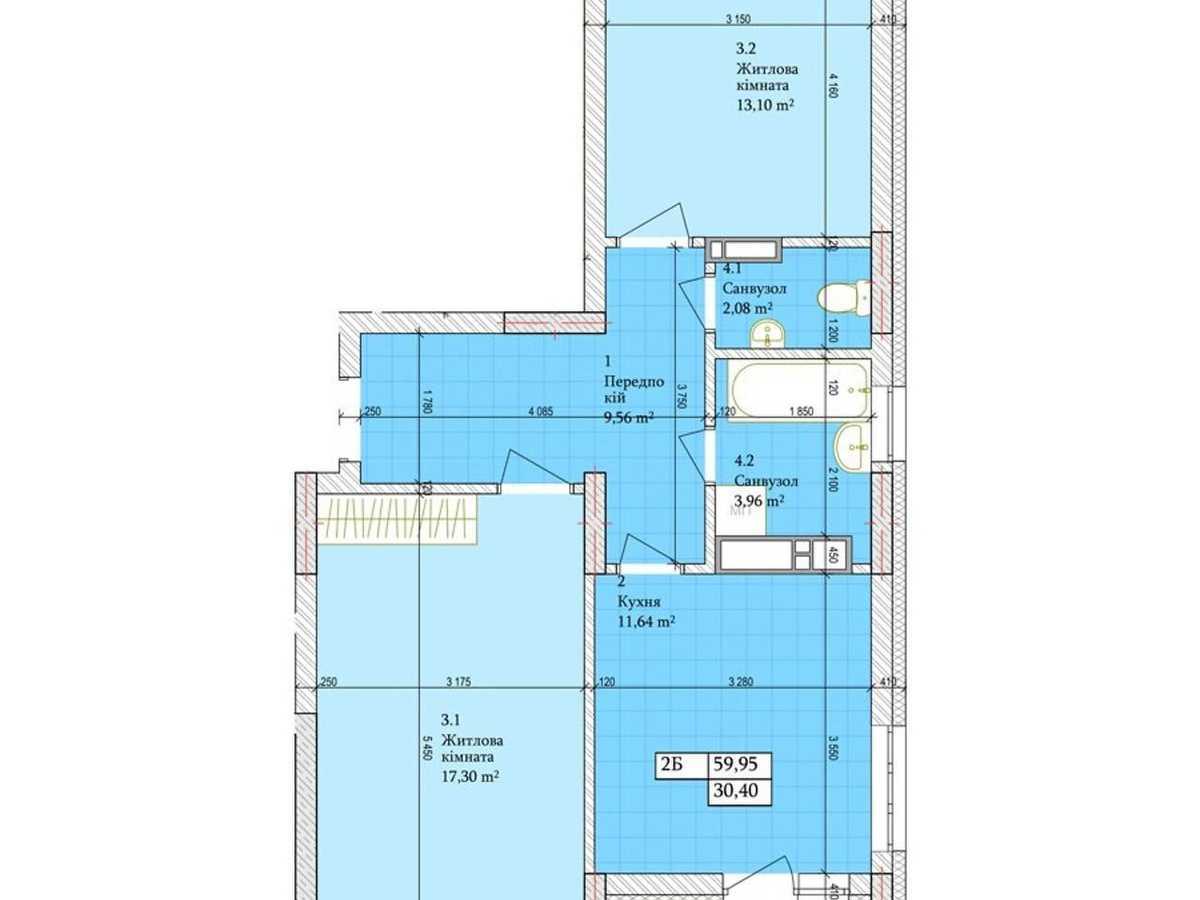 Продажа 2-комнатной квартиры 61.3 м², Владимира Сосюры ул., 6б