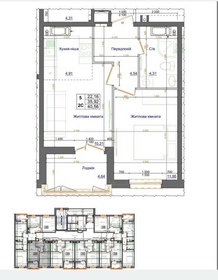 Продажа 2-комнатной квартиры 40.56 м², Доковская ул., 10к13