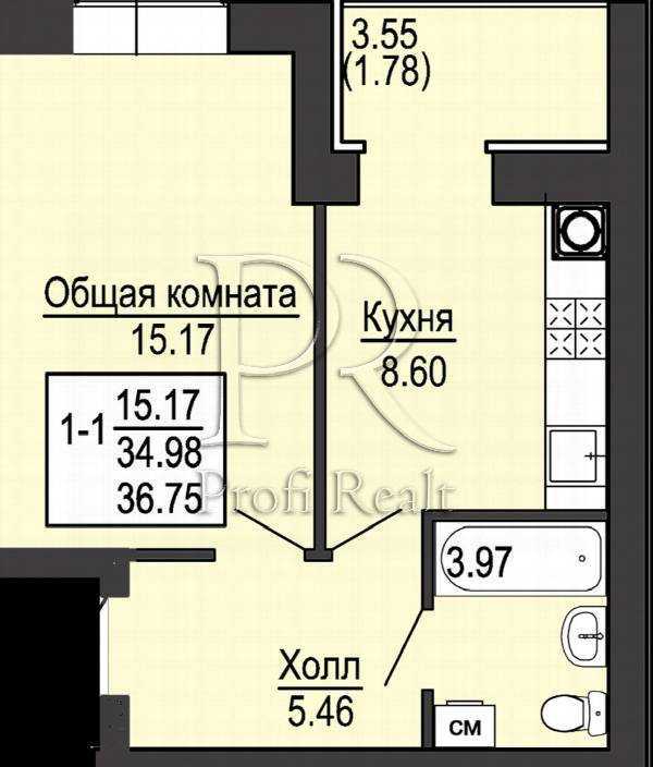 Продажа 1-комнатной квартиры 37 м², Героев Небесной Сотни просп., 26/23
