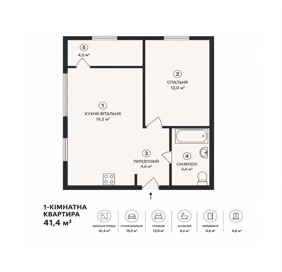 Продаж 1-кімнатної квартири 42 м², Онуфрия Трутенко, 26Д