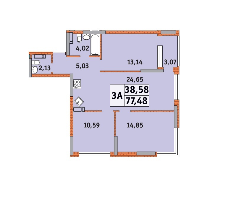 Продажа 3-комнатной квартиры 77.6 м², Причальная ул.