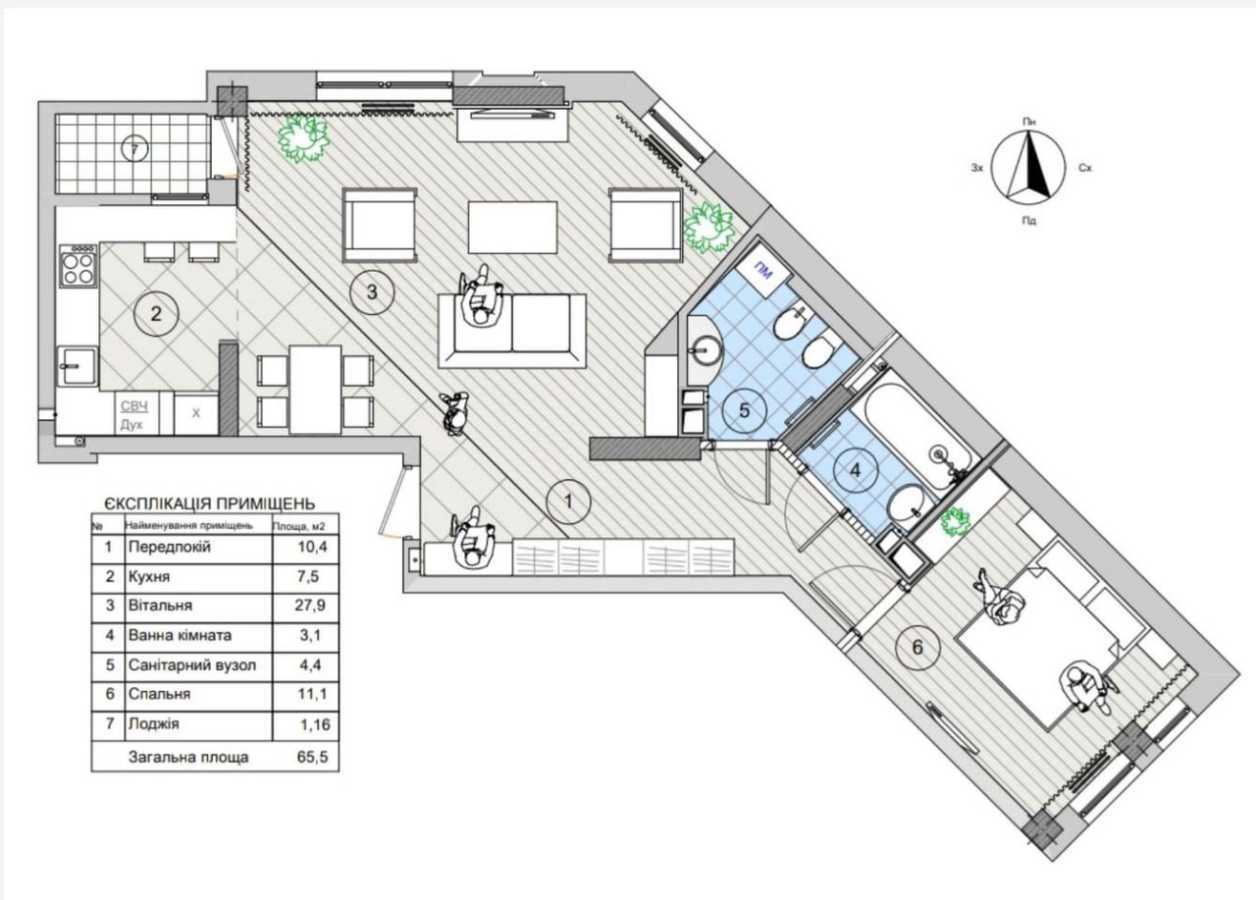 Оренда 2-кімнатної квартири 66 м², Берестейський, 67