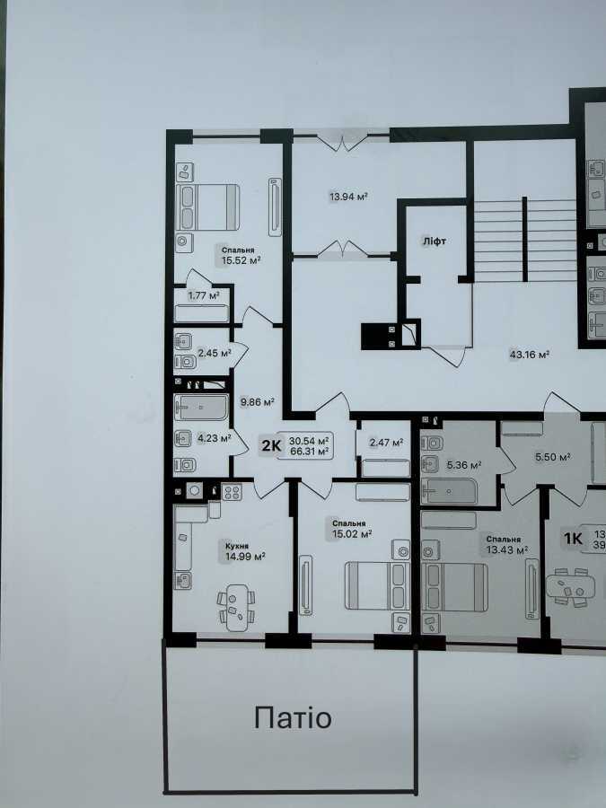 Продаж 2-кімнатної квартири 66.31 м², Лісна