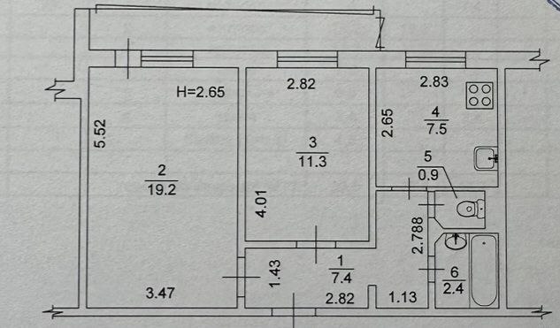Продажа 2-комнатной квартиры 53.5 м², Оноре Де Бальзака ул., 79