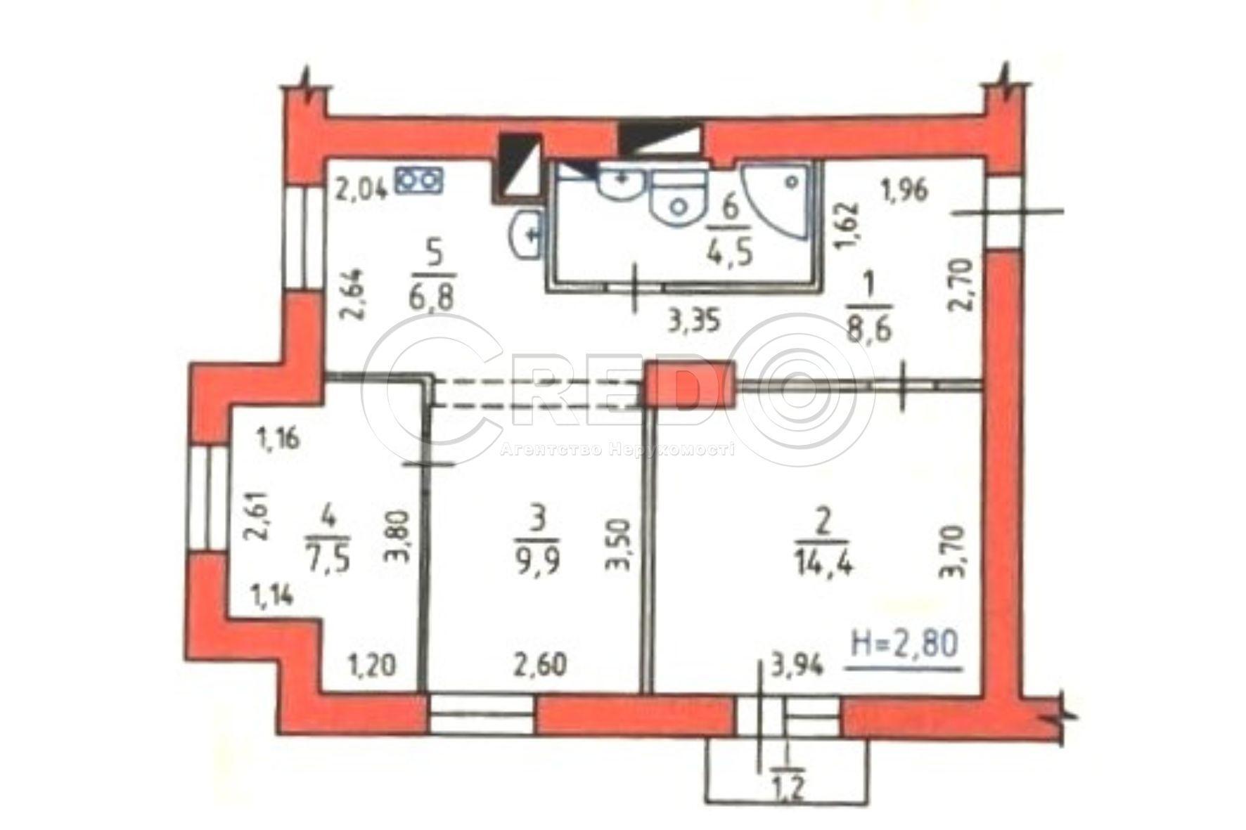 Продаж 3-кімнатної квартири 52.9 м², Гагаріна просп.