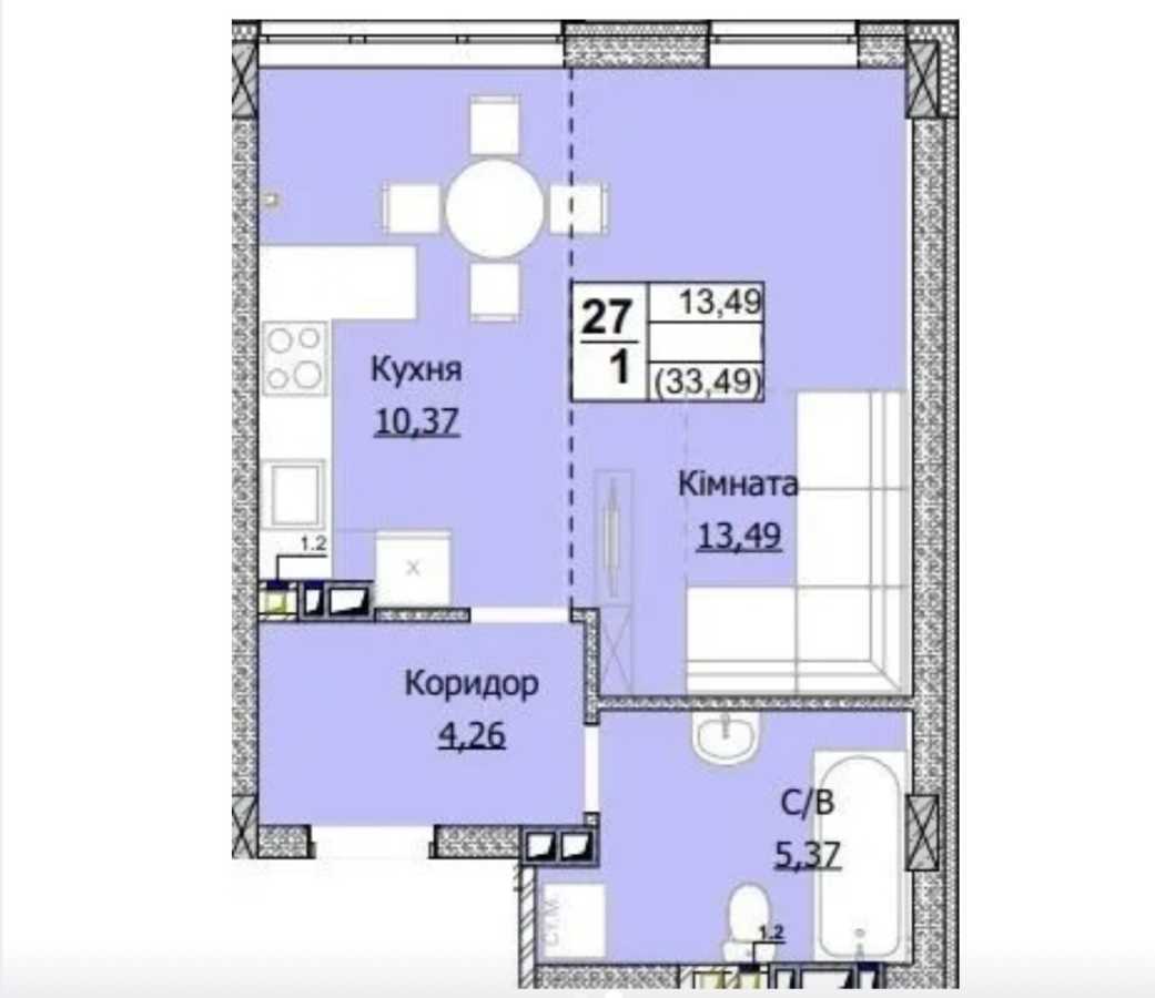 Продажа 1-комнатной квартиры 34.2 м², Свято-Покровская ул., 73г