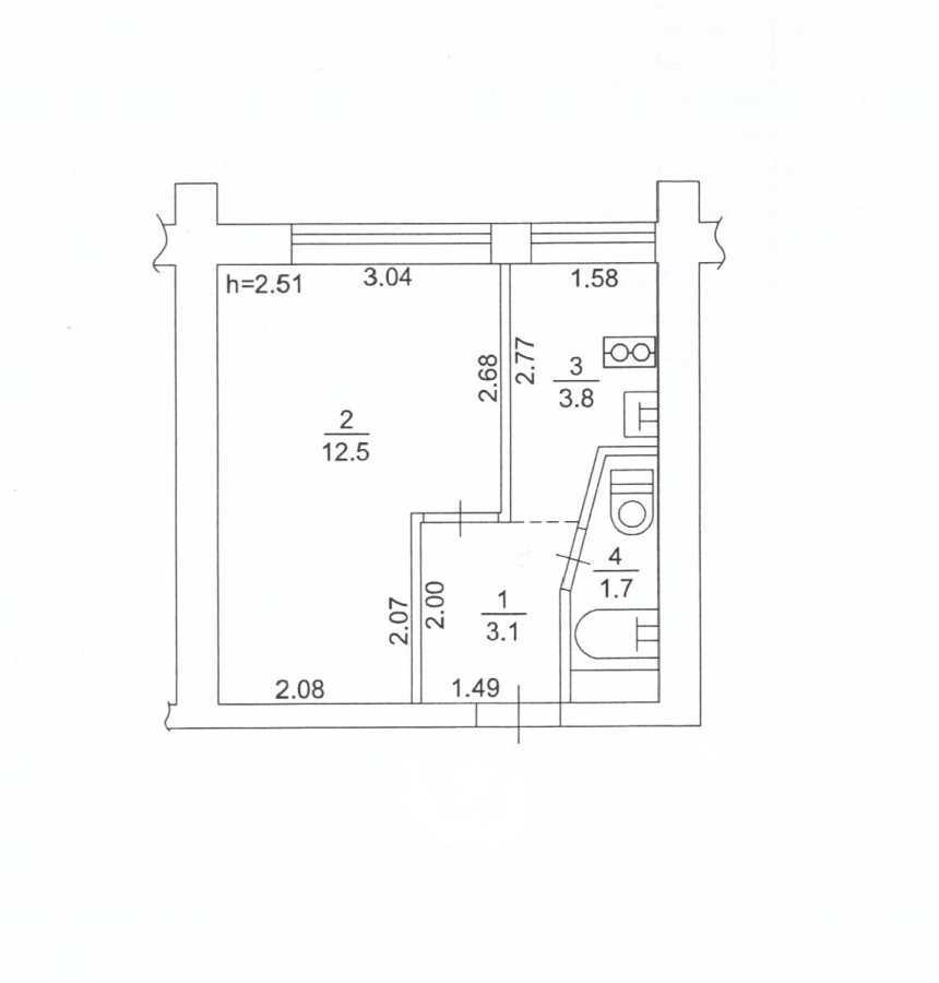 Продажа 1-комнатной квартиры 21.3 м², Науки просп., 98