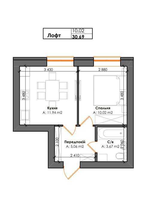 Продаж 1-кімнатної квартири 31 м², Інститутська вул., 5
