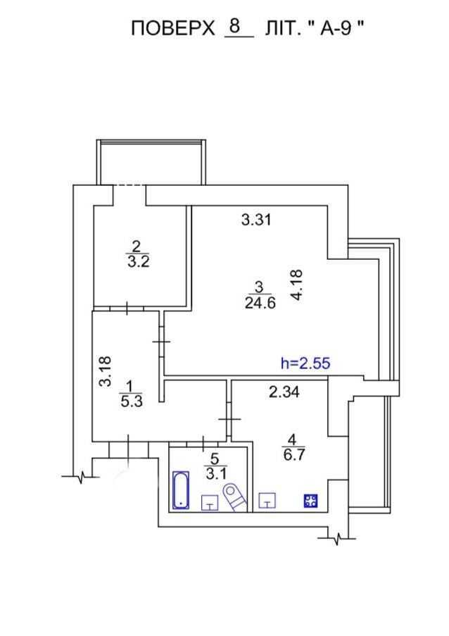 Продажа 1-комнатной квартиры 44.8 м², Вересневая ул., 12А