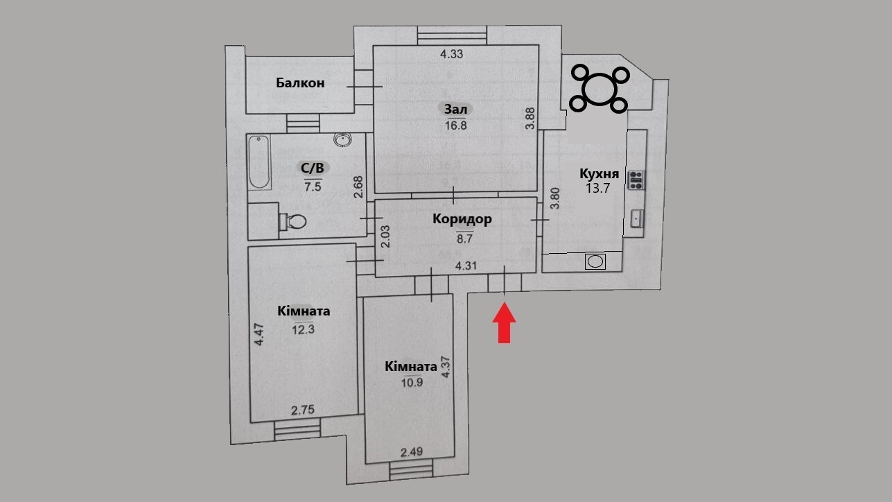 Аренда 3-комнатной квартиры 70 м², Академика Королева ул., 2А