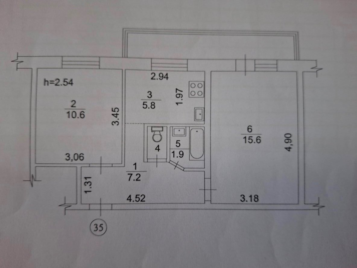 Продажа 2-комнатной квартиры 47 м², Чернобыльская ул.