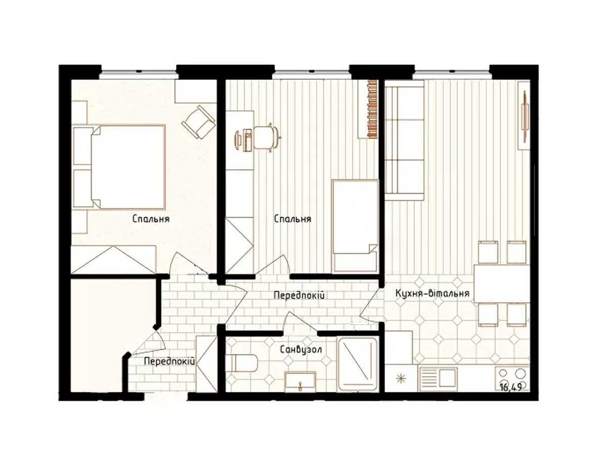 Продажа 2-комнатной квартиры 61.4 м², Онуфрия Трутенко, 26В