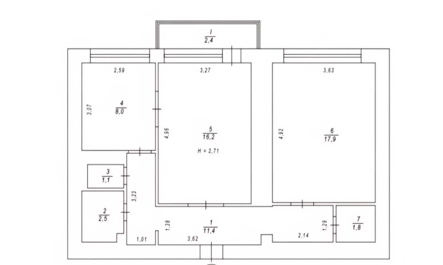 Продажа 2-комнатной квартиры 61 м², Виноградная ул., 1