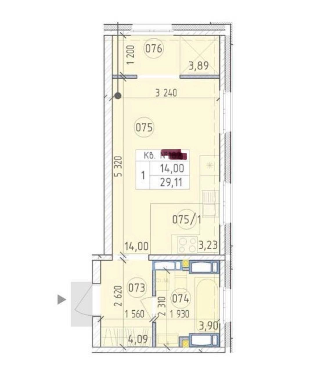 Продажа 1-комнатной квартиры 29 м², Михаила Максимовича ул., 26Г