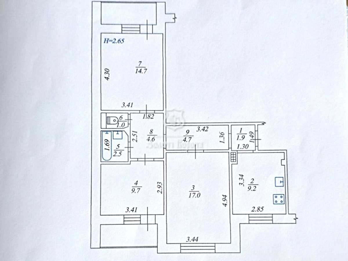 Продаж 3-кімнатної квартири 69.3 м², Юності вул., 1