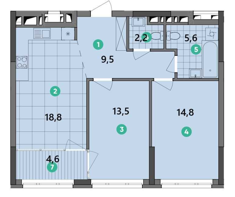 Продаж 2-кімнатної квартири 69 м², Родини Крістерів, 2