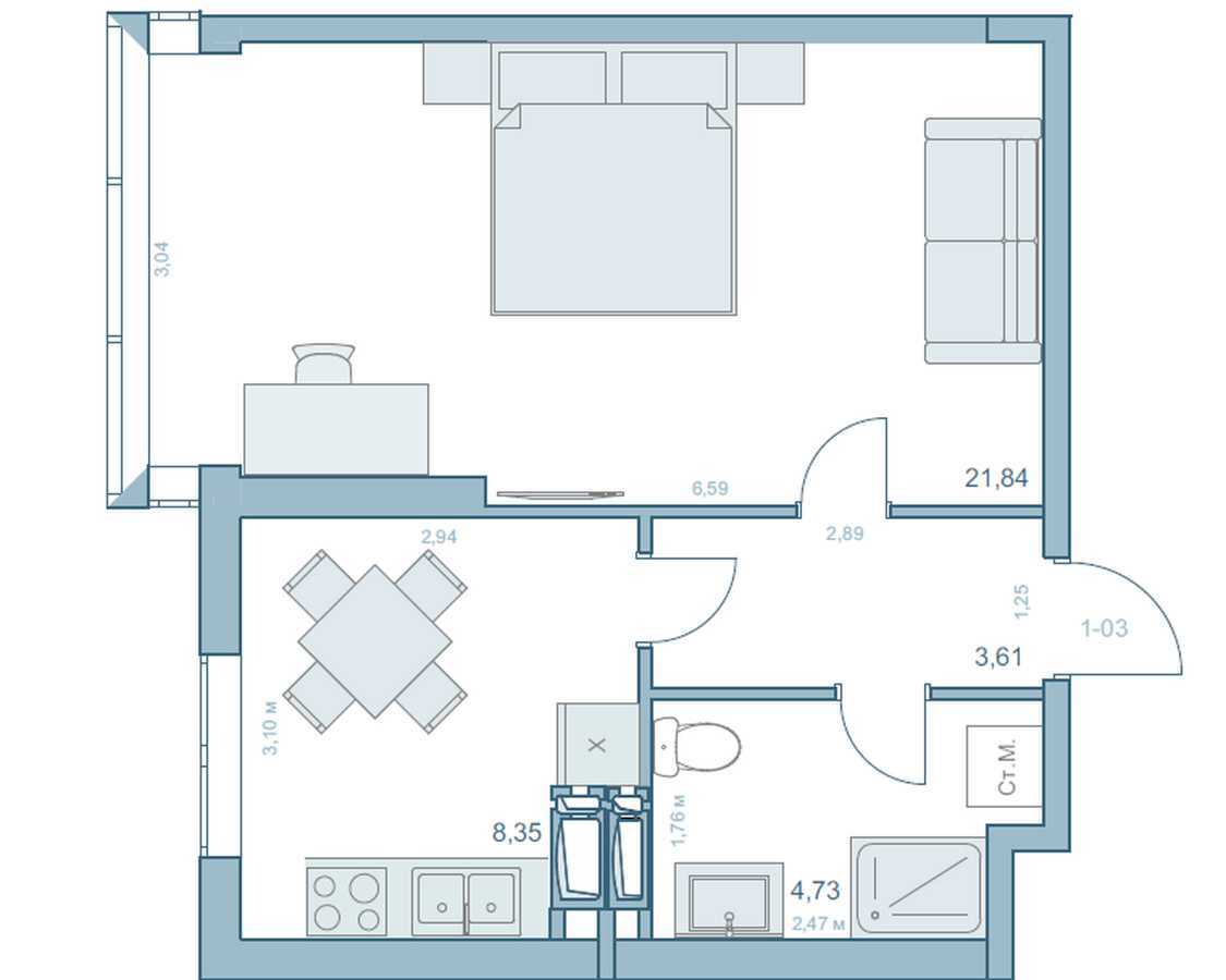 Продаж 1-кімнатної квартири 35.61 м², Степана Руданського вул., 9а