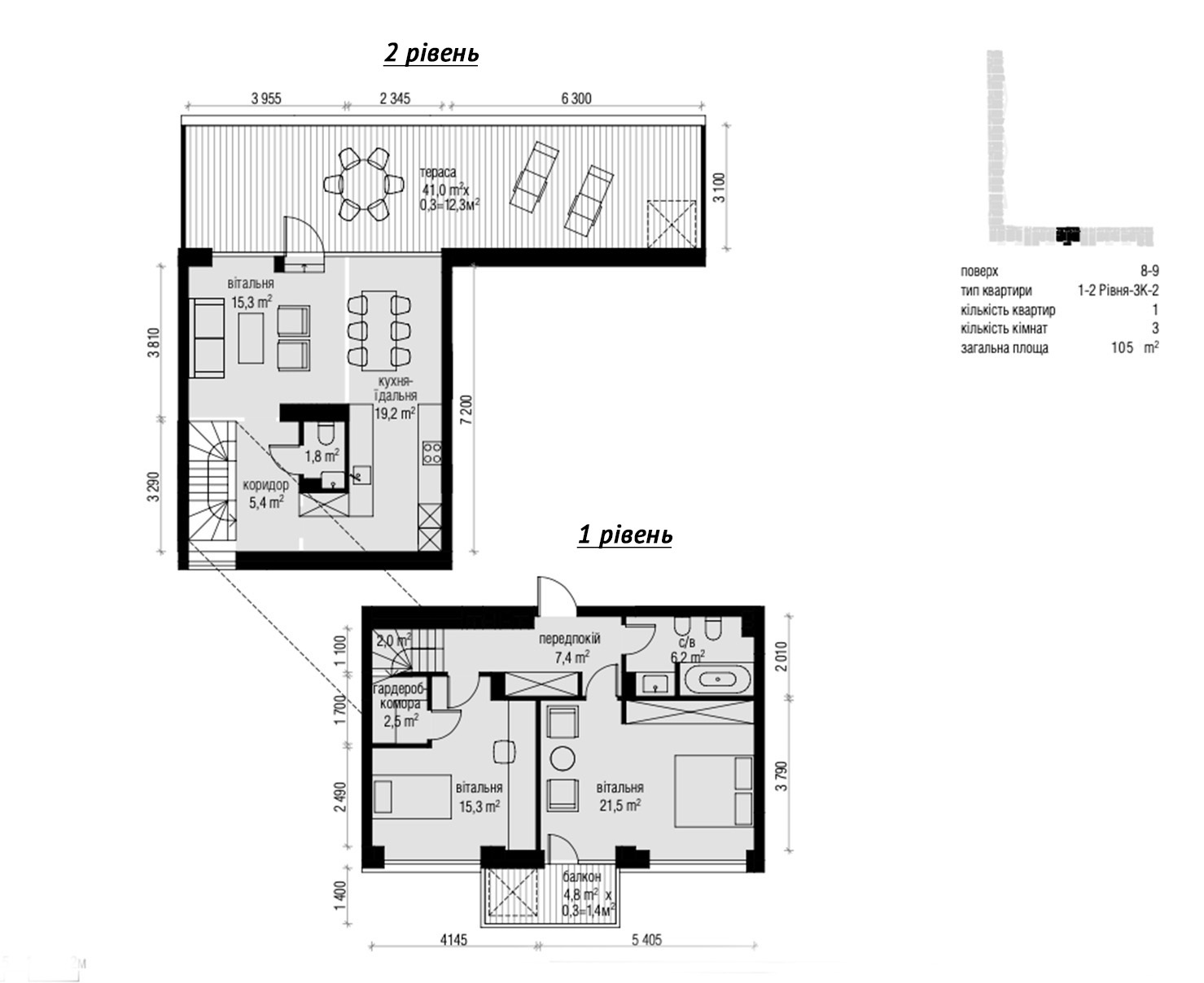 Продаж 2-рівневої квартири 105 м², ЖК RYBALSKY, Будинок 5