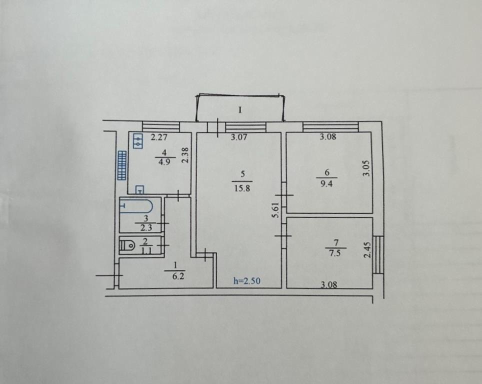 Продажа 3-комнатной квартиры 48 м², правобережна 44