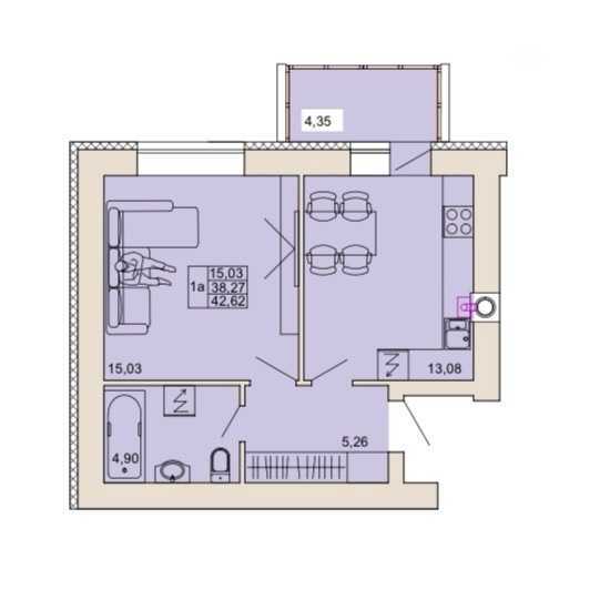 Продаж 1-кімнатної квартири 42 м², ЖК на вул. Сінна, 19, Будинок 1