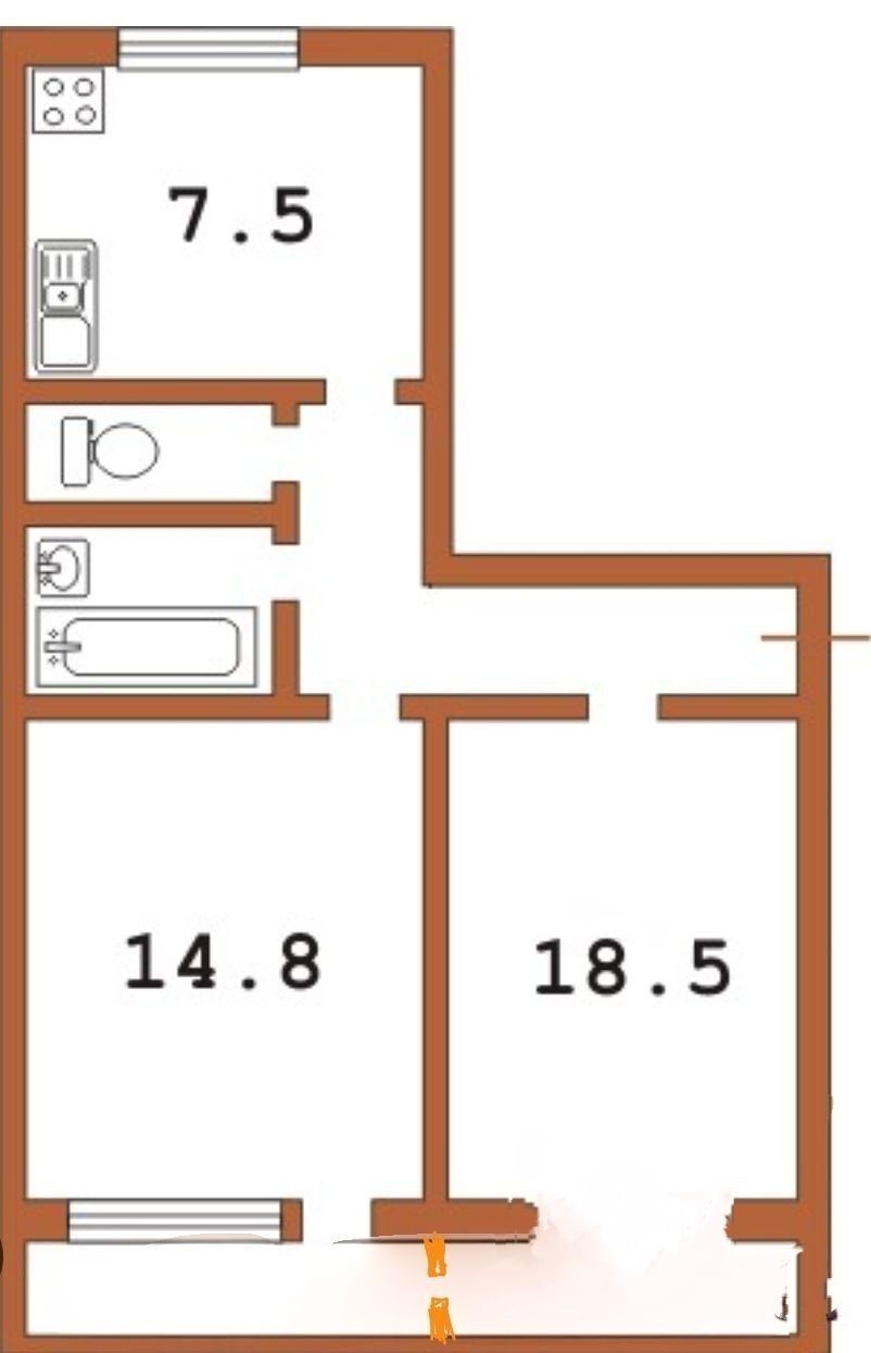 Продажа 2-комнатной квартиры 52.8 м², Энтузиастов ул., 11/1