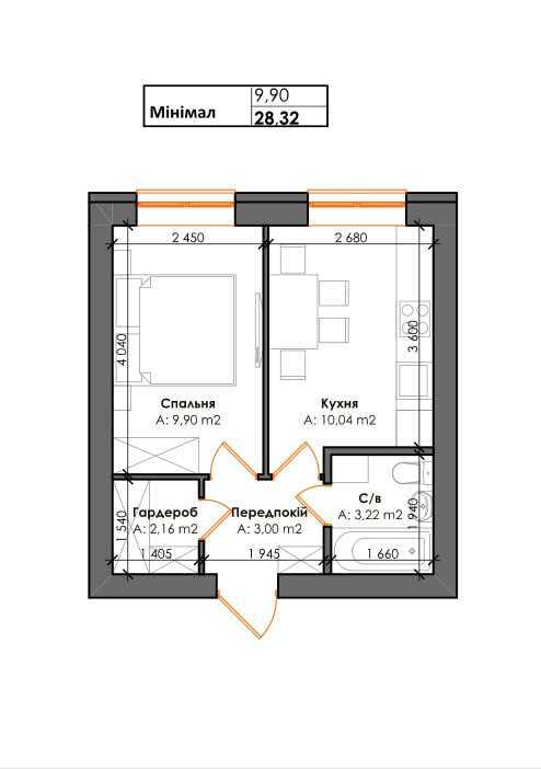 Продаж 1-кімнатної квартири 29 м², Інститутська вул., 1