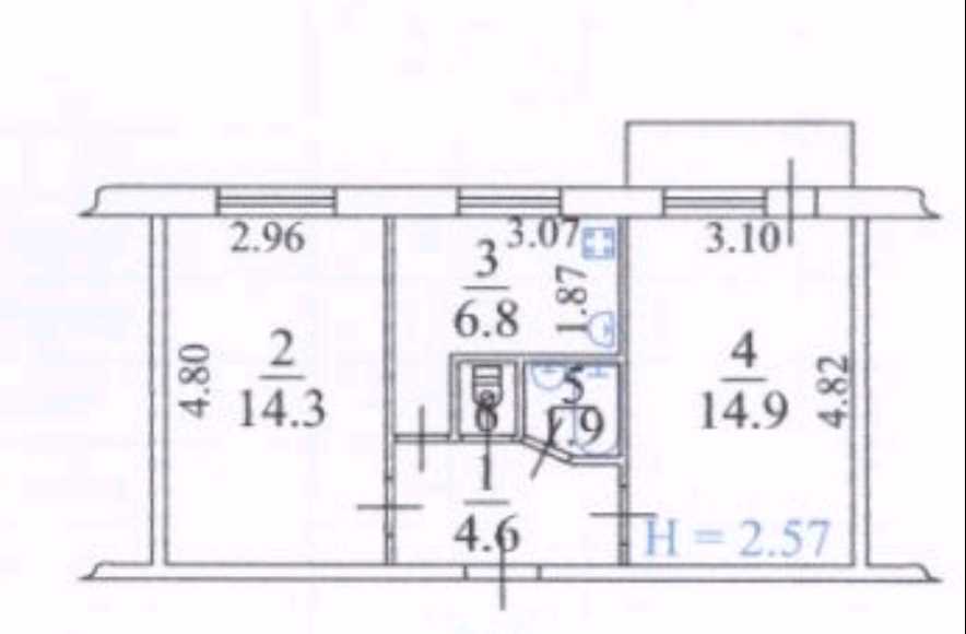 Продаж 2-кімнатної квартири 44.2 м², Генерала Потапова вул., 1В