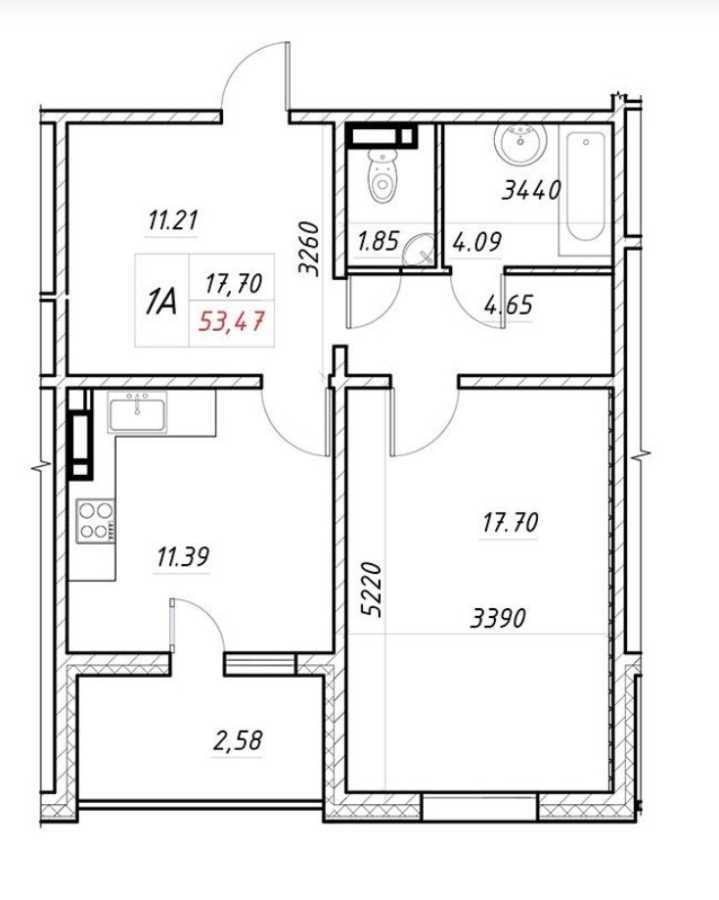 Продаж 1-кімнатної квартири 54 м², Меліоративна вул., 18а