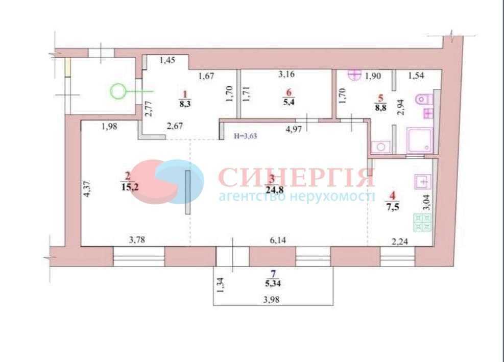 Продажа 2-комнатной квартиры 72 м², Музейный пер., 8Б