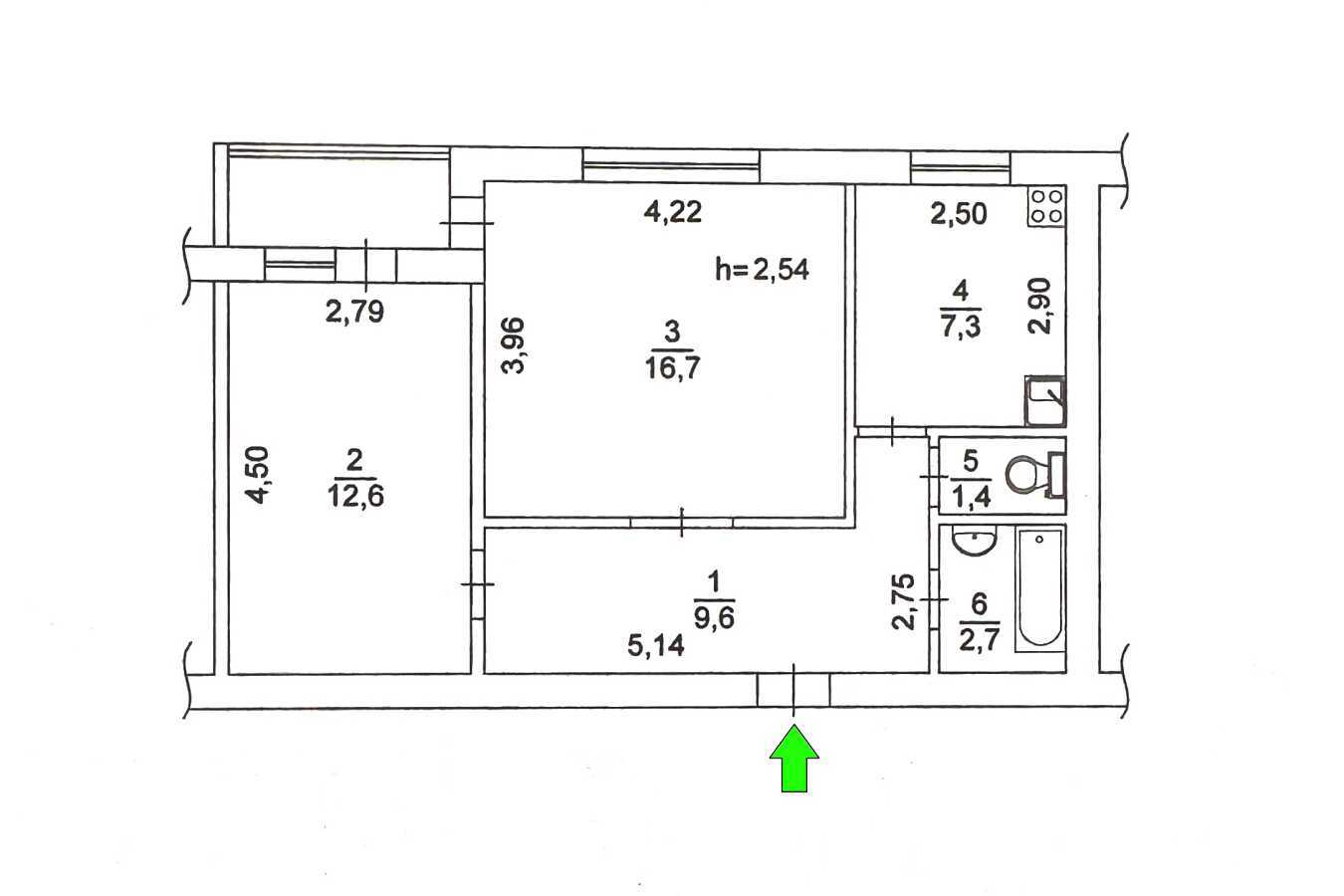 Продажа 2-комнатной квартиры 54 м², Харьковское шоссе, 55
