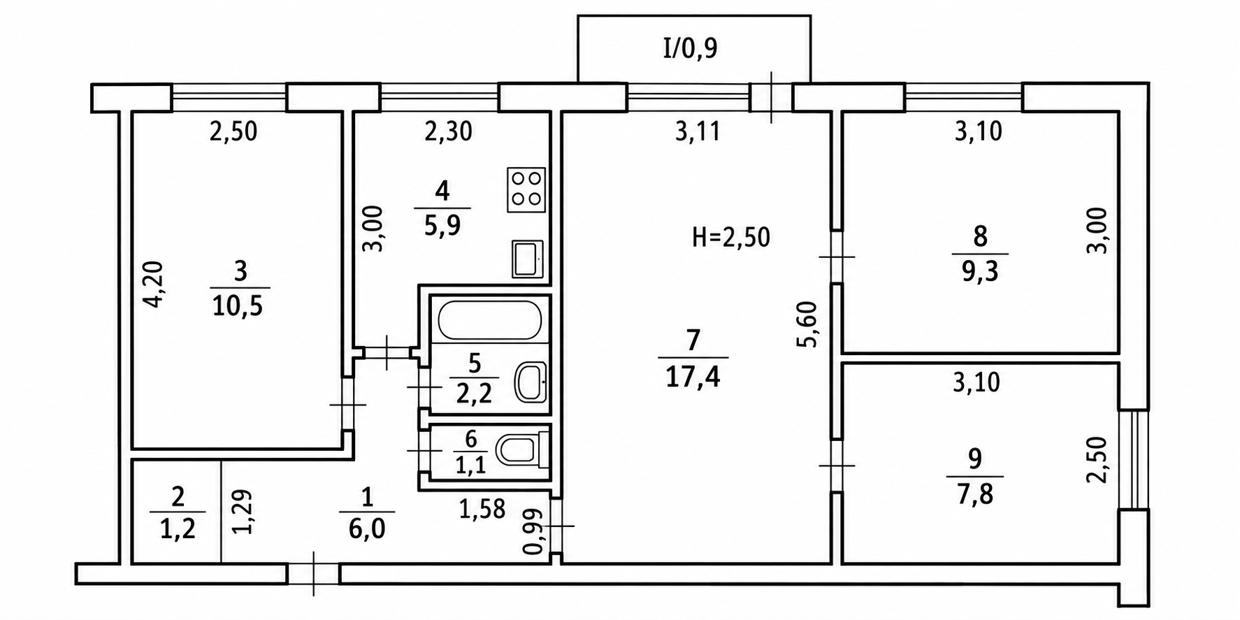 Продажа 4-комнатной квартиры 63 м², Космонавтов ул.
